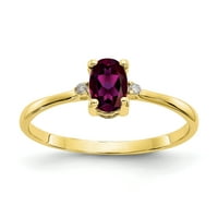 Prsten od prirodnog dijamanta i rodolitnog granata od žutog karatnog zlata