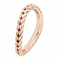 Sterling srebro s uzorkom, složeni izrazi, polirani ružičasti premaz, veličina prstena u obliku vala, Pokloni za nakit za žene