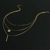 Ženska ogrlica Višeslojni okrugli privjesak s dugim lancem ogrlica za zabavu poklon za nakit