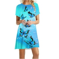 Ljetni vrhovi za žene, modna haljina s uzorkom leptira, Ležerne majice s kratkim rukavima, Udobna Mini haljina za izlazak