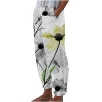 Ženske hlače s cvjetnim printom, rastezljive, visokog struka, modne proljetne hlače s džepovima, krstarenje, Pune dužine, širokog