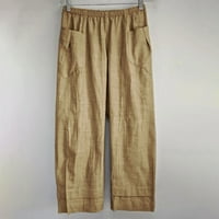 Duge hlače, ženske ljetne modne casual hlače, pamučne lanene duge hlače s ravnim džepovima