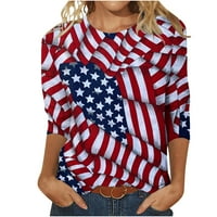 Topovi za žene 4. srpnja, ljetne majice s okruglim vratom s rukavima američke zastave, crop topovi s naramenicama za žene