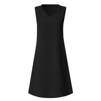 Ženska haljina Plus size, ljetna modna pulover haljina Bez rukava s izrezom u obliku slova A, Crna 12