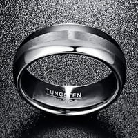 Kupolasti prstenovi od volframovog karbida za muškarce i žene, zaručnički prstenovi s mat središtem, udobno pristajanje, veličina