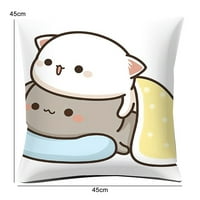 Jastučnica za mačke s printom iz crtića, mekani perivi izmjenjivi ukras za dom, Valentinovo, slatka ljubav, jastučnica za mačke za