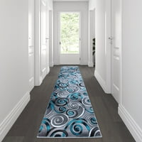 Moderni pravokutni tepih u crnoj, sivoj, tirkiznoj boji, 3' 10'