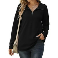 Ženska prevelika majica s patentnim zatvaračem s dugim rukavima pleteni pulover s bočnim prorezom džemperi prevelika majica ženska