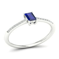 Imperijalni dragulj 10k bijelo zlato plavi safir ct tw dijamantni prsten