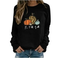 Ženska majica s kapuljačom, široki vrhovi, jesen, dugi rukav, Okrugli izrez, Noć vještica, ležerni praznik, jesen je, svi vi, pulover