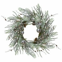 Božićni vijenac od umjetnog bora od 28 mat sa srebrnim bobicama-neosvijetljen