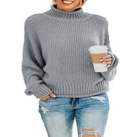 Ženski Jednobojni džemperi s dolčevitom od dolčevite u A-listi, pulover s dugim rukavima šišmiš, preveliki džemper, zimski pleteni