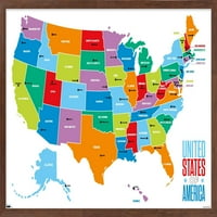 Karta - Zidni plakat Sjedinjenih Američkih Država, uokviren 14.725 22.375