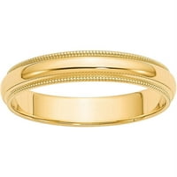 Polukružni zaručnički prsten od žutog zlata s sitnozrnatim karatom, veličine 7,5