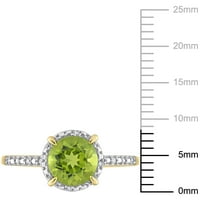 Miabella Women's 1- Carat T.G.W. Peridot i dijamantski zglob 10kt žutog zlata halo zaručnički prsten