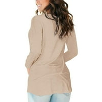 Ženski Gornji dijelovi za žene, Ženska bluza, pamučni pulover u boji S izrezom u obliku slova u, jednobojna Ženska bluza s dugim