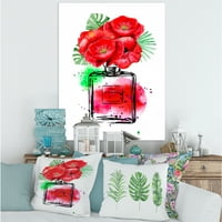 DesignArt 'Parfem chanel pet s crvenim cvjetovima' moderno platno zidna umjetnička print