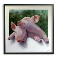 Stupell Industries Slatka maženja svinja sentimentalna poljoprivredna poljoprivredna portreta slika crno uokvirena umjetnička print