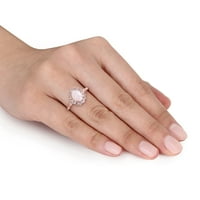 Miabella Women's Ct. Opal, bijeli topaz i dijamantni naglasak 14kt ružičasti zlatni koktel halo prsten
