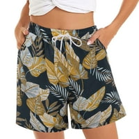 Ležerne Ženske kratke hlače, ljetne udobne kratke hlače za plažu s elastičnim strukom, cvjetnim printom i džepovima