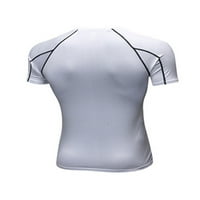 Muška sportska majica za muškarce kompresijske majice s okruglim vratom ljetni vrhovi ležerna mišićna majica kratkih rukava bijela