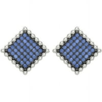 Plave tirkizne naušnice od sterling srebra s geometrijskim kvadratom u obliku dijamanta