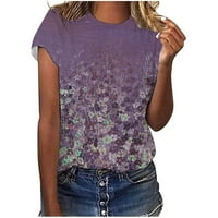 Ženske majice Plus size, ženske modne majice kratkih rukava s cvjetnim printom, bluze za žene, rasprodaja, ljubičasta 6