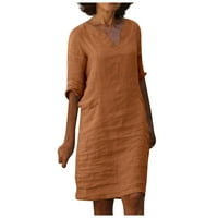 Modne ljetne haljine za žene, ženske Ležerne midi haljine s izrezom i rukavima s printom, narančaste haljine
