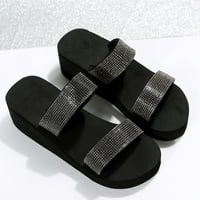 Ženske sandale ljetne ženske ravne sandale s otvorenim prstima jednobojne udobne Ležerne ravne sandale Ležerne klinaste sandale crne
