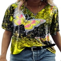 Ženska majica s izrezom u obliku slova B, ljetni vrhovi kratkih rukava, boemski pulover za plažu, bluza od tunike s printom leptira,
