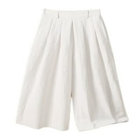 Retro ženske Vintage hlače s Rufflesima, široke hlače za slobodno vrijeme, ljetne Palazzo hlače visokog struka s džepovima, bijele