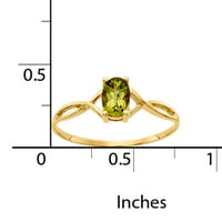 Primalno zlato karat žuto zlato peridot rođeni prsten