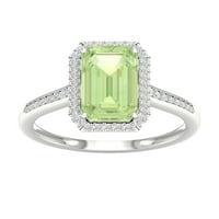 Imperijalni dragulj 10K Bijelo zlato smaragd izrezan zeleni ametist ct tw dijamant Halo Ženski prsten
