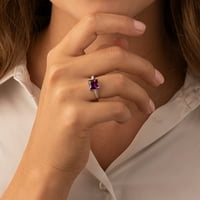 14-karatni dijamantni prsten od ljubičastog ametista u obliku dijamanta od bijelog zlata