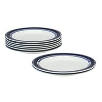 Osnovne ručno obojene okrugle tanjure za večeru s kamenom, mornarsko trajanje, set od 8