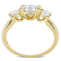 Zaručnički prsten od moissanita od 10k žutog zlata od 3 kamena