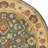 Tradicionalni vuneni tepih od cvijeća, plava i bež, 4'6 6'6 ovalni